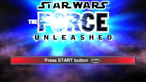 Star Wars The Force Unleashed title screen for PSP